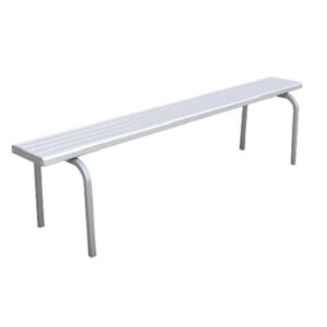 Welded steel-framed bench seat with aluminium bench