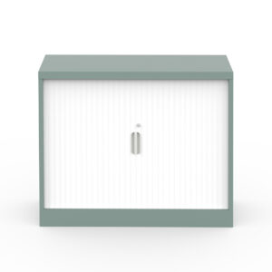 Steel tambour storage cabinet with slatted tambour door, key lock and New Life powdercoat finish